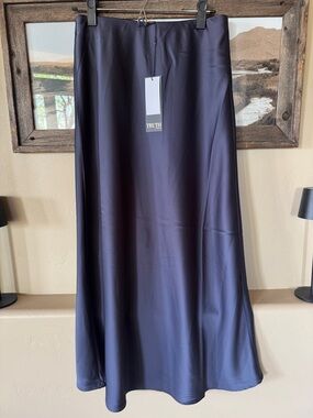 TRUTH Deep Navy Satin Maxi Skirt